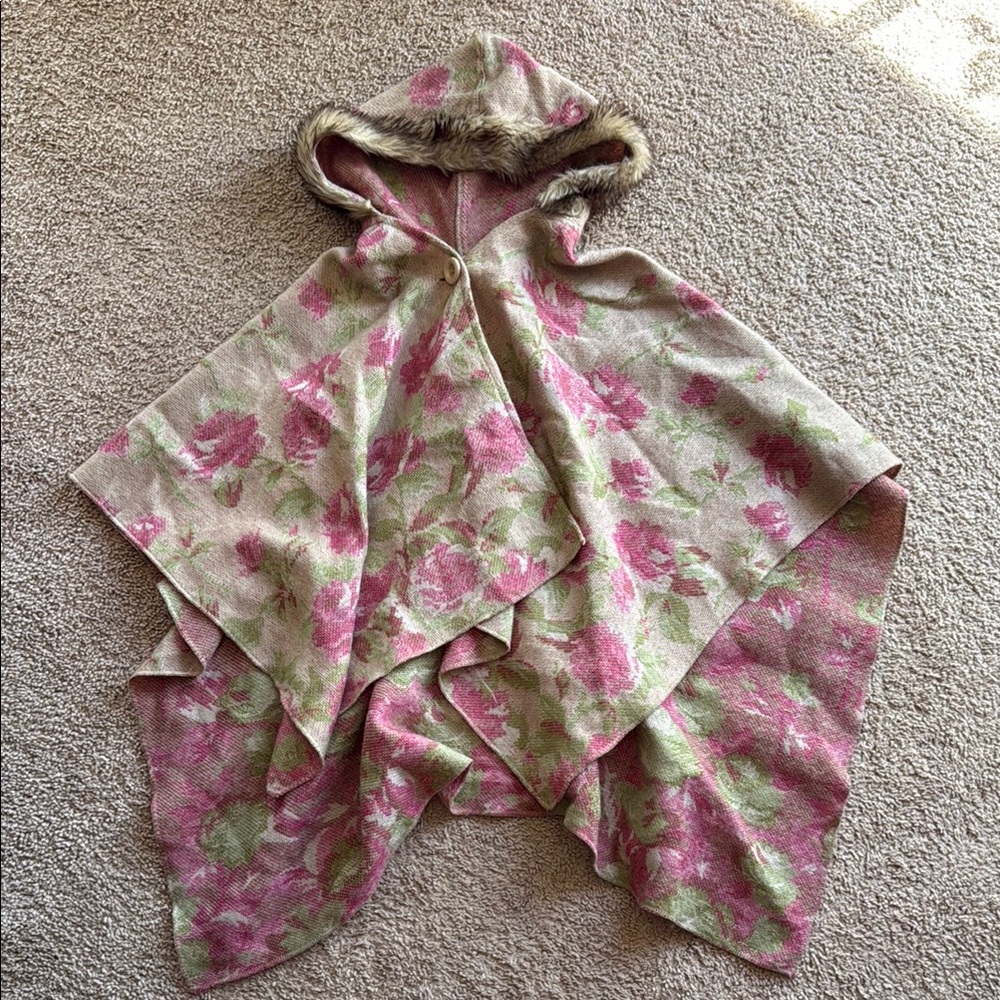 Monsoon Cape with Faux Fur Hood